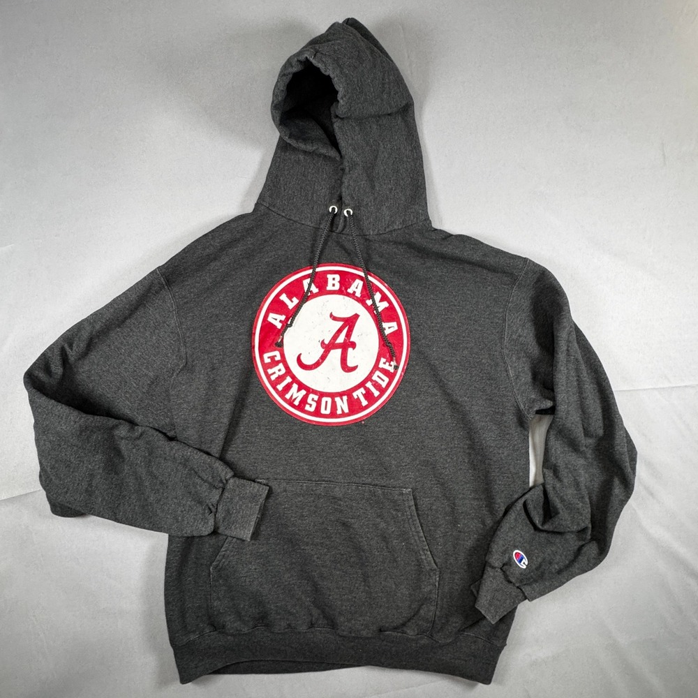 Champion Alabama Crimson Tide Hoodie L Gray Sweatshirt Eco Pullover Bama VTG